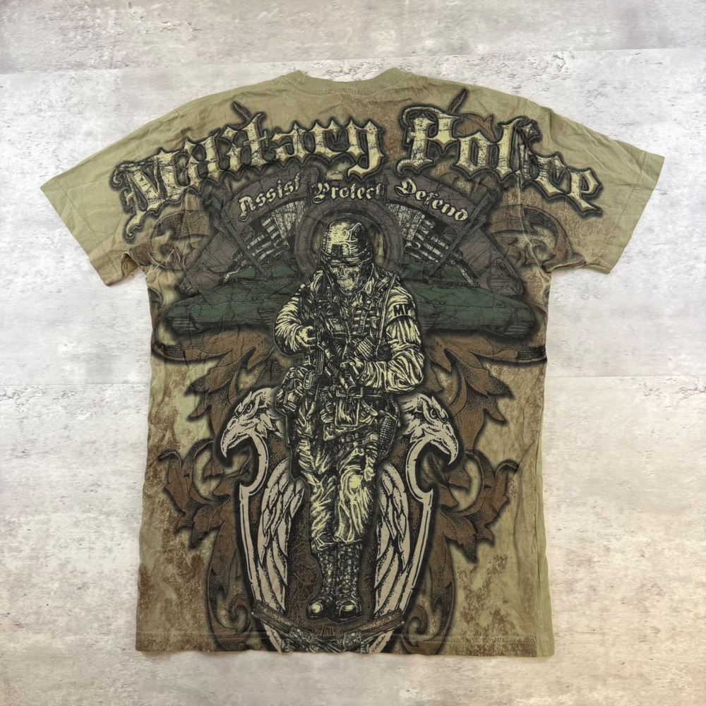 Apprime Military Police Graphic T Shirt Mens Medium Olive Green Assist Protect